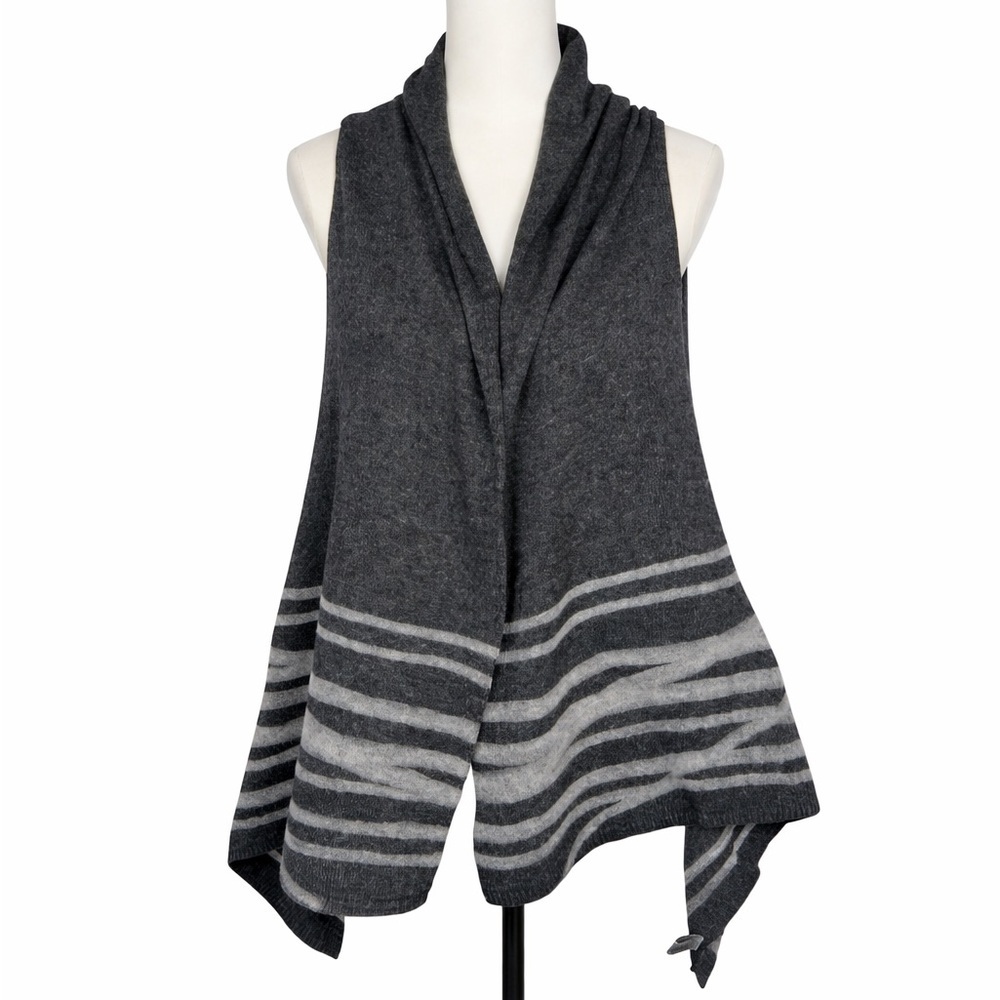360 Sweater Cashmere Wool Angora Open Front Draped Vest Cardigan One Size